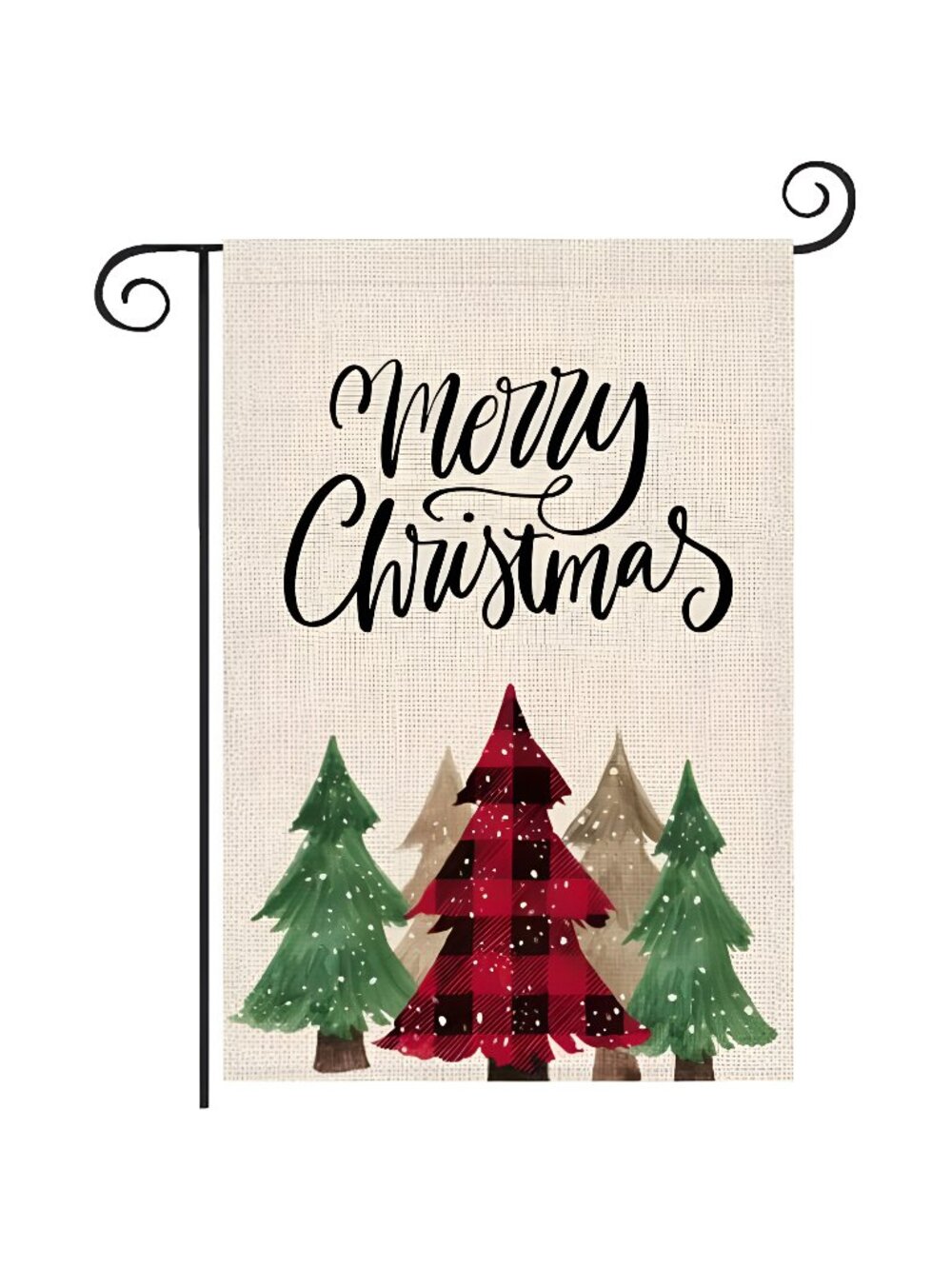 Merry Christmas Garden Flag Buffalo Plaid Tree 12x18 Double Sided